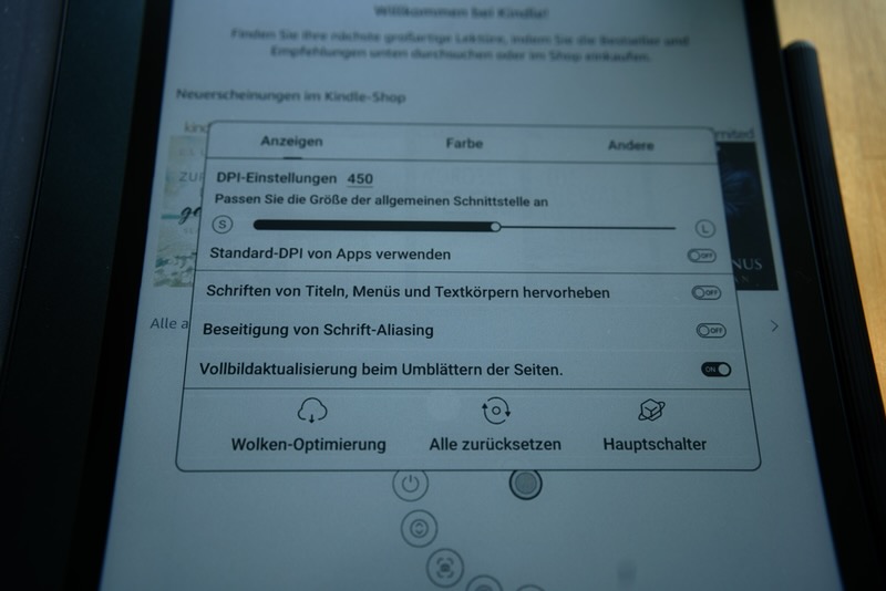 DPI Wert und sonstige Einstellungen fuer Apps auf dem Air3 C von Boox